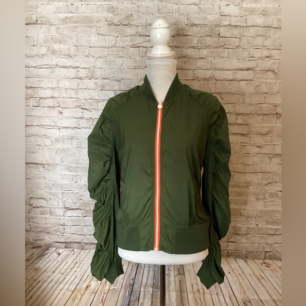 Hunter green Bomber rushed arm jacket - Picture 5 of 7